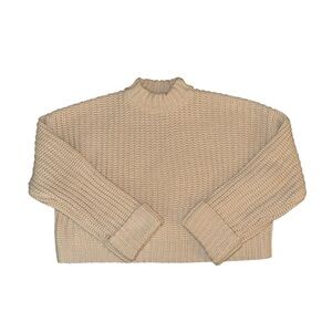 Forever 21 cream drop-sleeve crew knit sweater